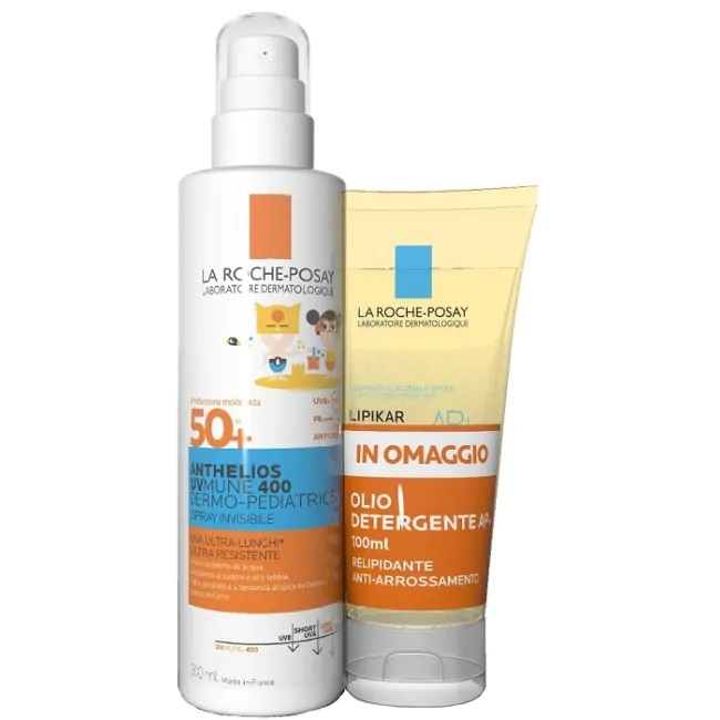 La Roche Posay Anthelios Spray UV Mune Bambini SPF50+ solare bambini 200 ml + Lipikar Olio 100 ml — confronto prezzi