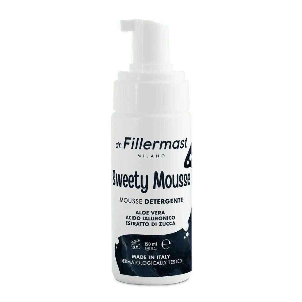 Dr. Fillermast Sweety Mousse - Mousse detergente per il viso ad azione idratante e lenitiva, 150 ml