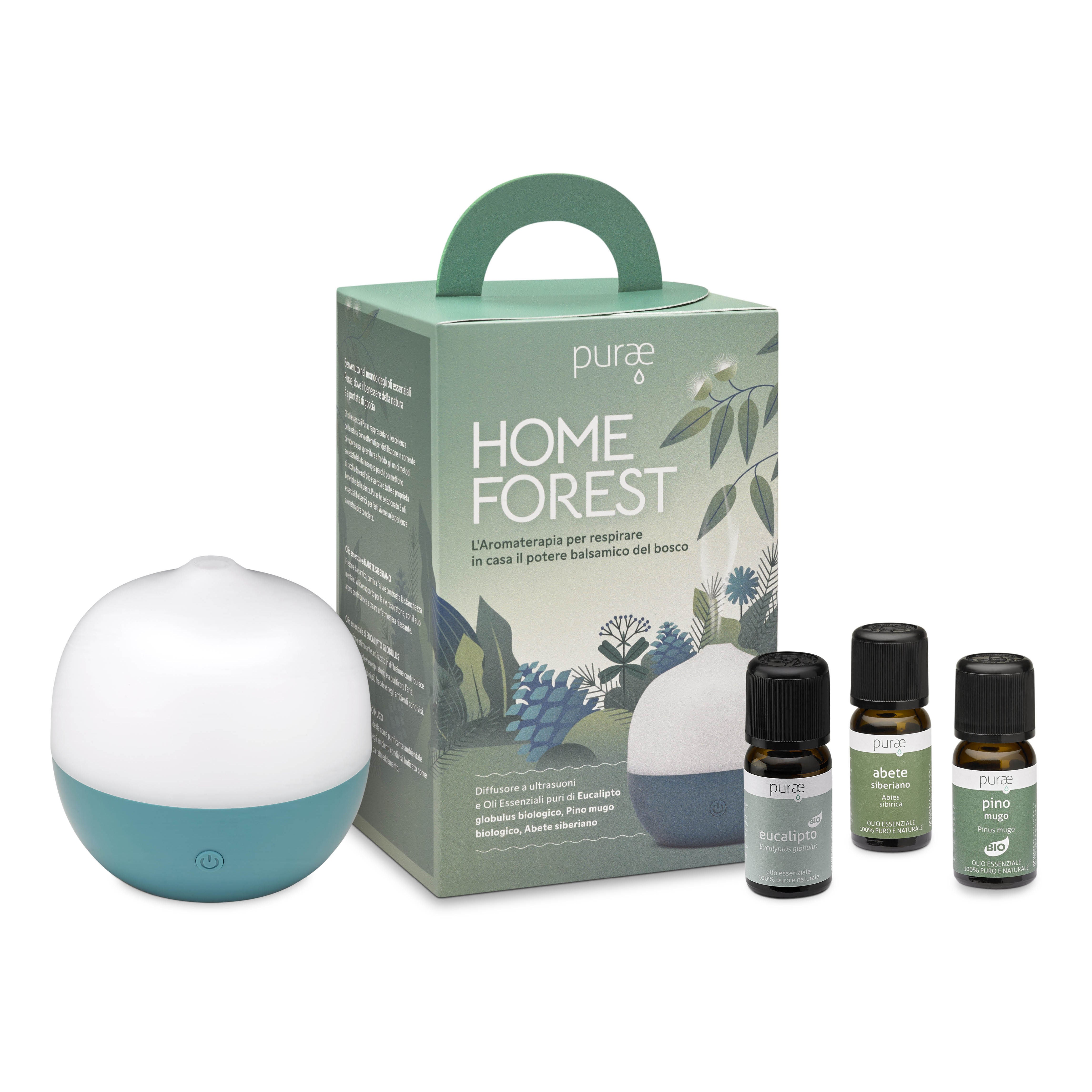 Purae Kit Home Forest | Diffusore + 3 Oli Essenziali Bio | 100ml