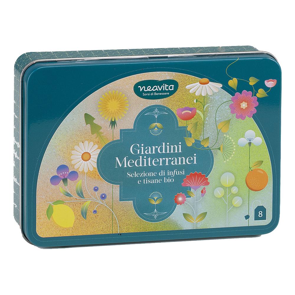 Neavita Giardini Mediterranei - Cofanetto di infusi bio assortiti per il relax, 8 bustine