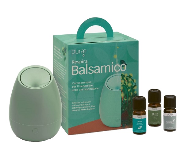 purae respira balsamico kit con diffusore a ultrasuoni e 3 oli essenziali e puri di eucalipto globulus, pino cembro e abete siberiano — confronto prezzi