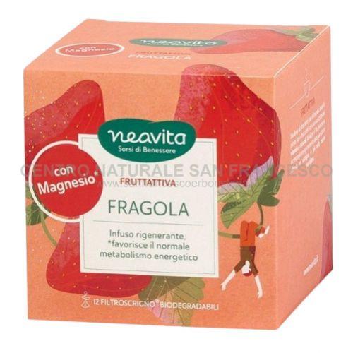 Neavita FruttAttiva Fragola e Magnesio - Infuso di frutta con magnesio, 12 bustine da 2,8 g