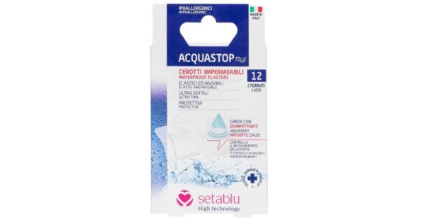 SETA BLU ACQUA STOP - CEROTTI IPOALLERGENICI IMPERMEABILI 12 PEZZI