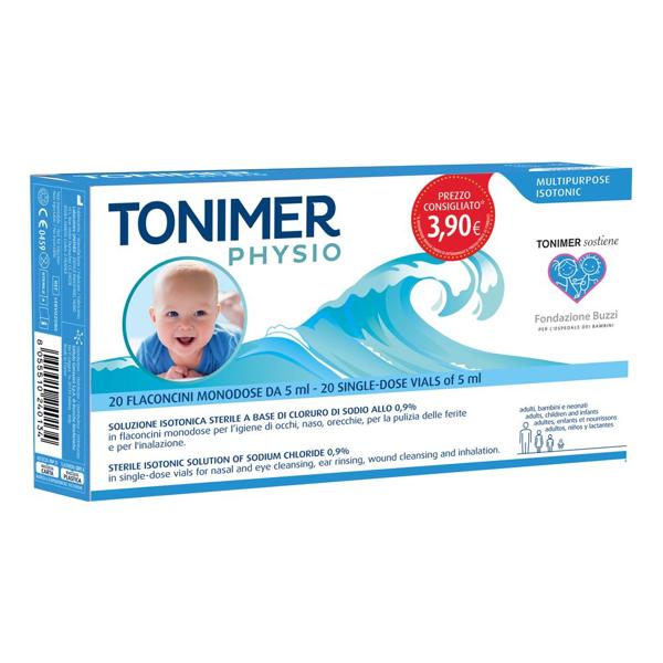 Tonimer Physio Promo 20 Falconcini Soluzione Isotonica per l'Igiene di Occhi, Naso, Orecchie e Ferite