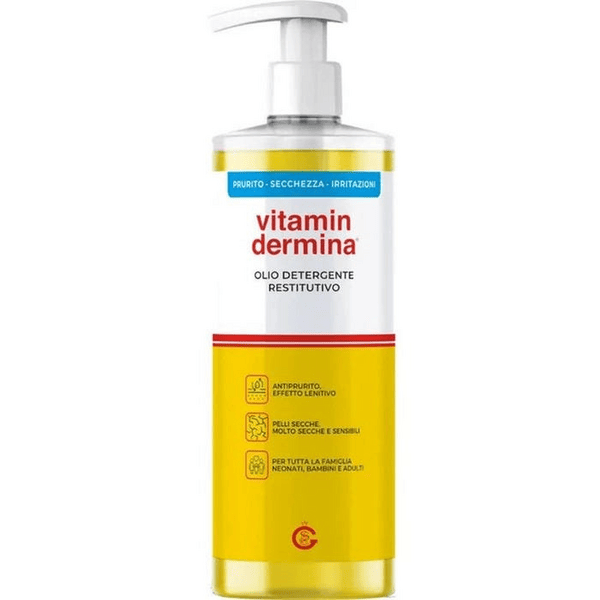 Vitamindermina Olio Detergente Restitutivo Anti-Prurito Viso e Corpo 500 ml
