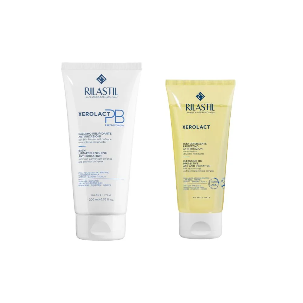 Rilastil - Xerolat Kit Olio Detergente E Balsamo Confezione Kit Balsamo 200 Ml+ Olio Detergente 200 Ml