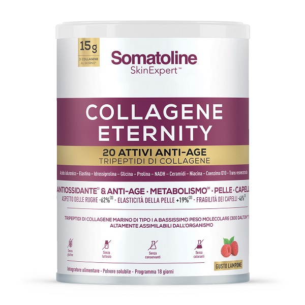 Somatoline SkinExpert Collagene Eternity Polvere 309 gr Gusto Lampone Integratore Antietà