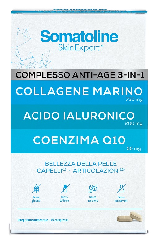 Somatoline SkinExpert Collagene Marino 3in1 45 Compresse Integratore per Pelle Capelli e Articolazioni
