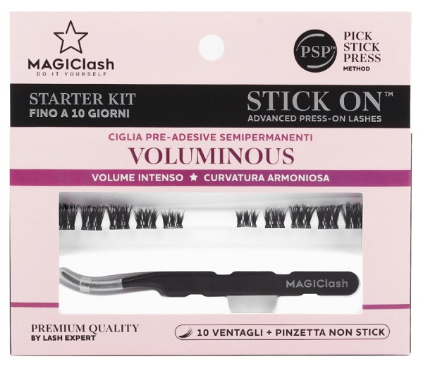 Magiclash Starter Kit Voluminous Ciglia Pre-Adesive per Sguardo Intenso 10 pezzi + Pinzetta