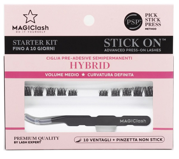 Magiclash Starter Kit Hybrid Ciglia Pre-Adesive Effetto Naturale 10 ventagli + pinzetta