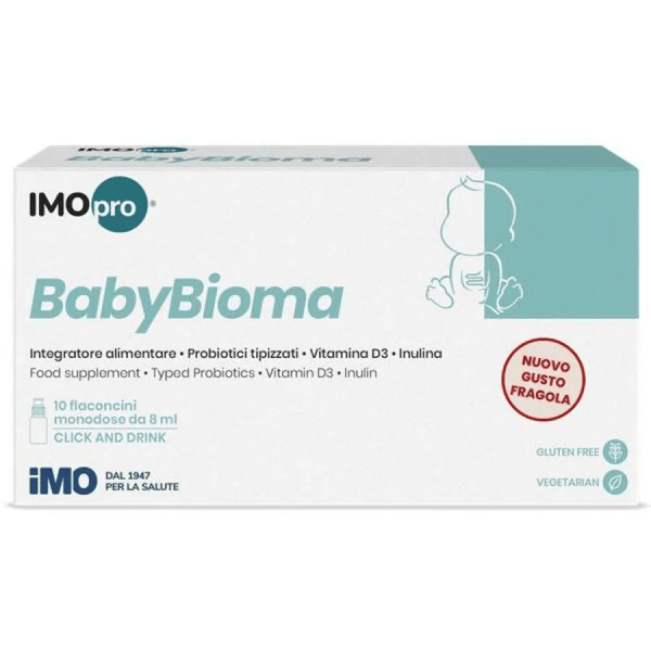 Imo Imopro Babybioma Integratore Probiotici Bambini Gusto Fragola 10 Flaconcini da 8ml