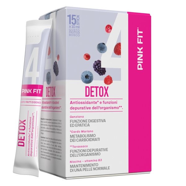 ProAction Pink Fit Detox - Integratore depurativo con carciofo e cardo mariano, 15 stick