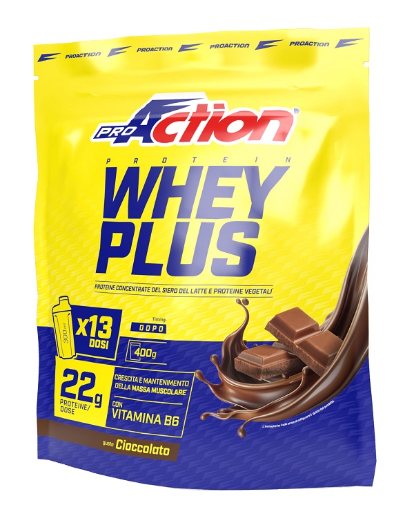 ProAction Protein Whey Plus Proteine Concentrate del Siero del Latte Gusto Cioccolato 400 g