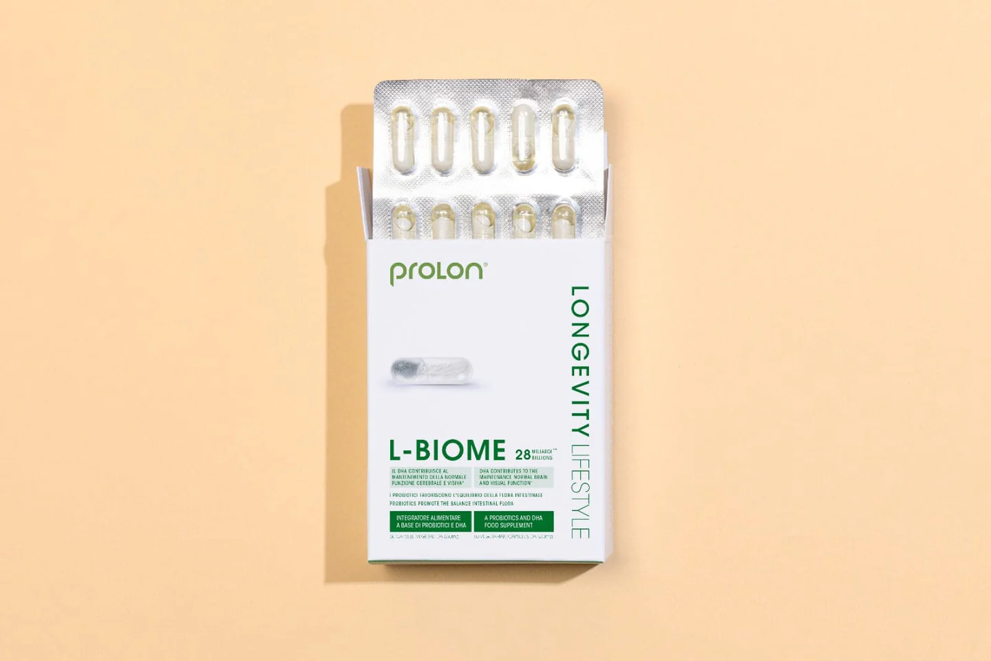 ProLon L-Biome Integratore di Probiotici e DHA 60 Capsule