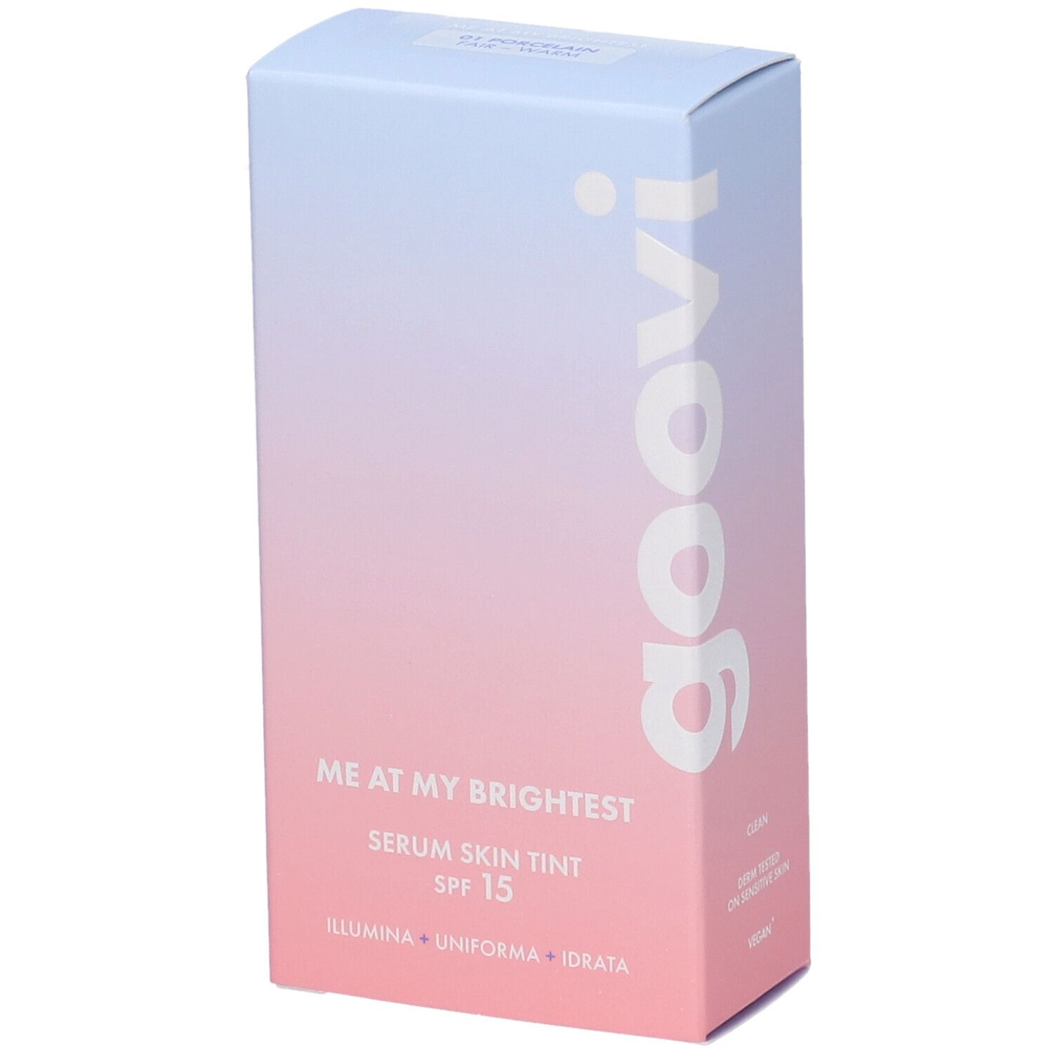 Goovi Me At My Brightest Siero Skin Tint SPF15 Tonalità 01 Porcelain 30 ml