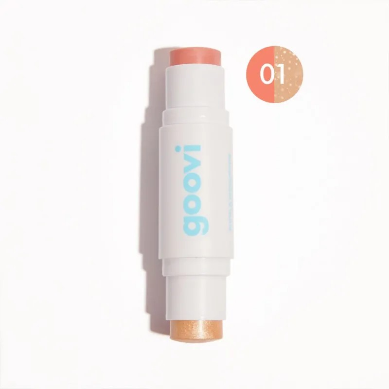 Goovi - Cheeks a match! Stick Duo Blush & Illuminante 01 Pastel Bonne Mine, 2X8g