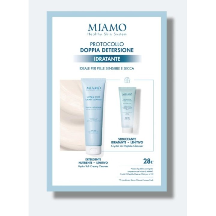 Miamo 2026 cofanetto detersione 1 idratante soft creamy cleanser 150 ml + 1 crystal oil peptide cleanser 50 ml + 1 omaggio lavette bambu' — confronto prezzi