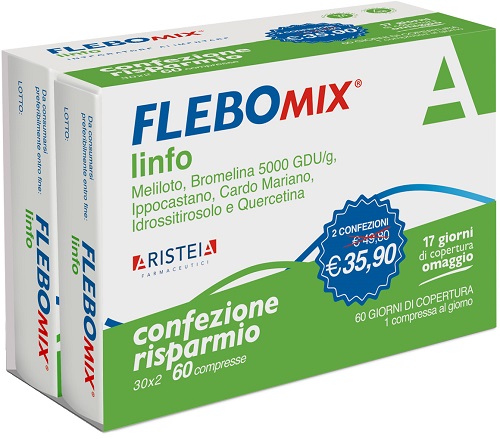 Flebomix Linfo Integratore Per La Circolazione E Il Drenaggio Dei Liquidi Bipack 2 X 30 Compresse — confronto prezzi