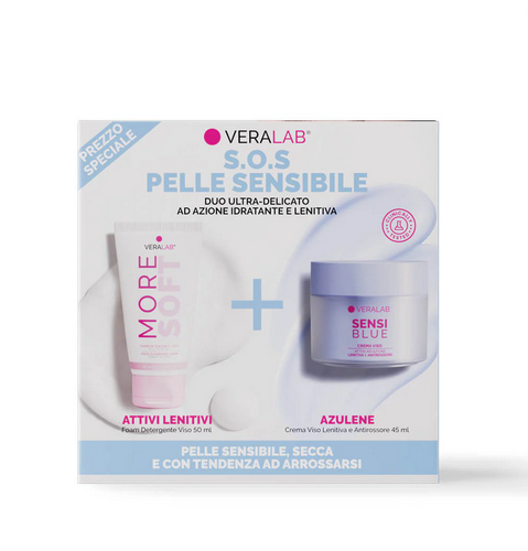 Veralab kit pharma sos pelle sensibile 1 more soft foam detergente viso 50 ml + 1 sensiblue crema viso 45 ml — confronto prezzi