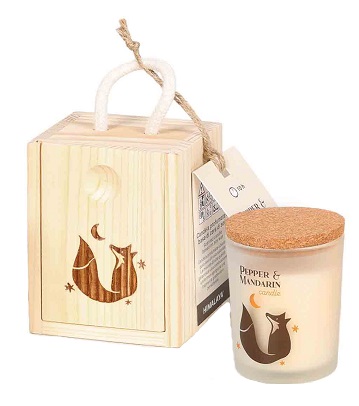 Himalaya candle little box legno serenity volpe pepe & mandarino