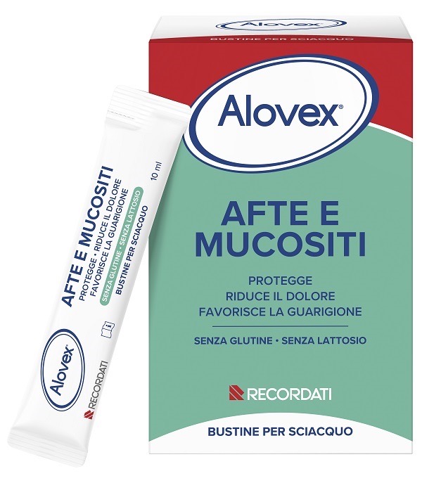 Alovex Afte e Mucositi Dispositivo Medico Afte e Irritazioni della Mucosa Orale e Orofaringea, 20 Bustine