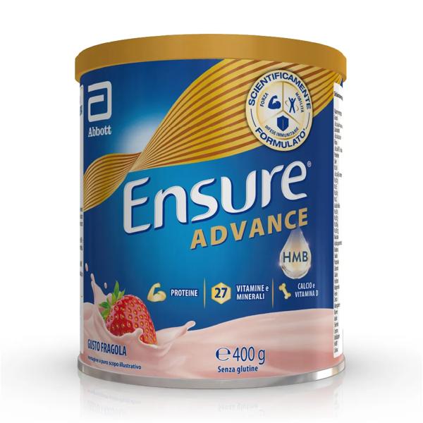 Ensure Advance Integratore Alimentare Proteico e Multivitaminico con HMB Formato Polvere 400g Gusto Fragola