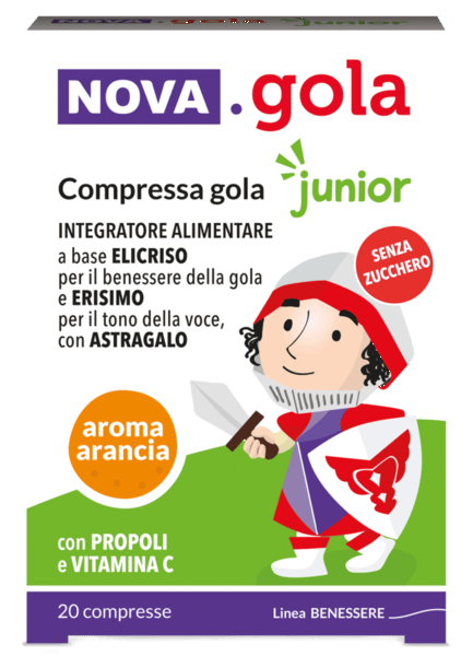 Nova Gola Junior Calma la Tosse Gusto Arancia Senza Zucchero 20 Compresse