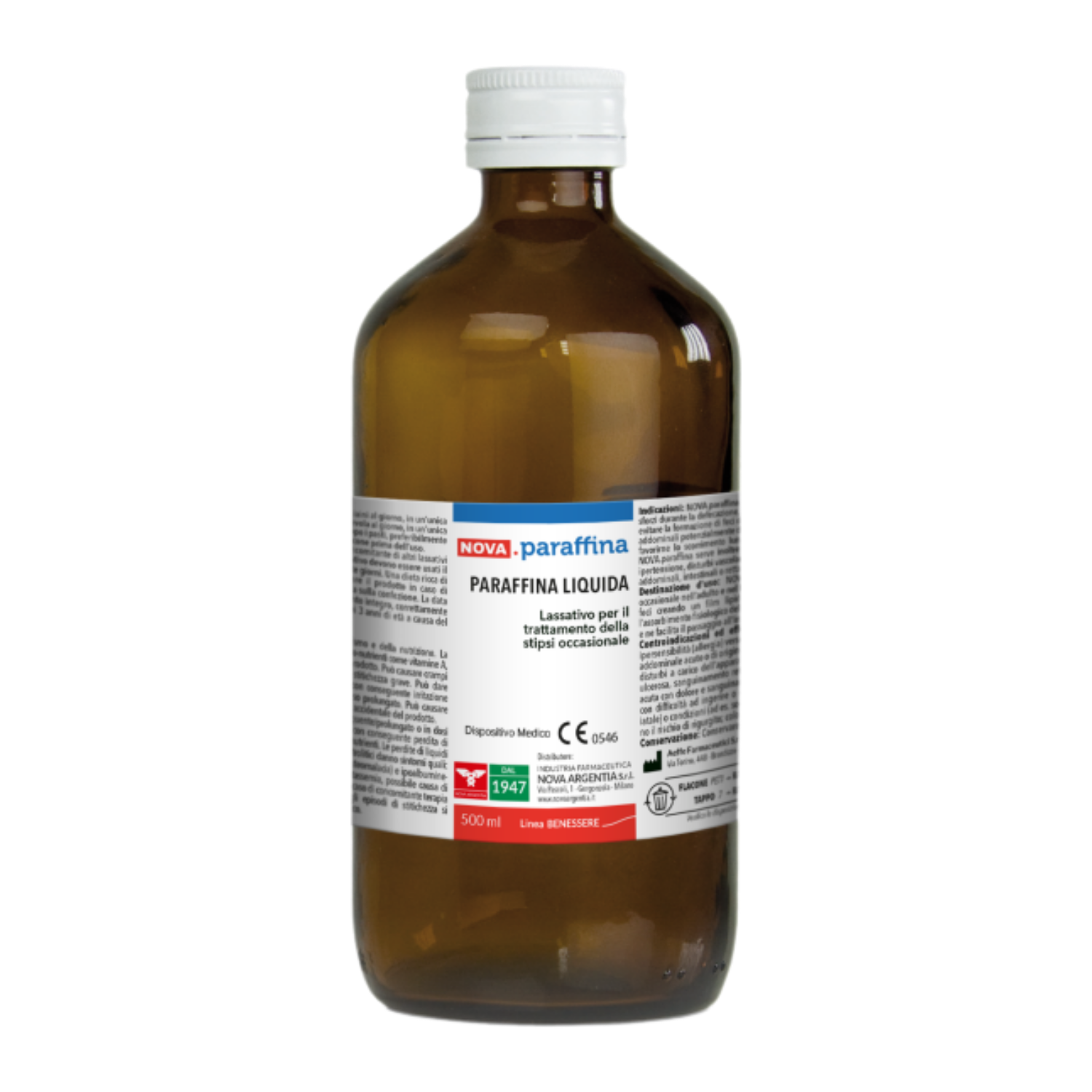 Nova Argentia - Paraffina Liquida F.U. Azione Lassativa Confezione 500 Ml