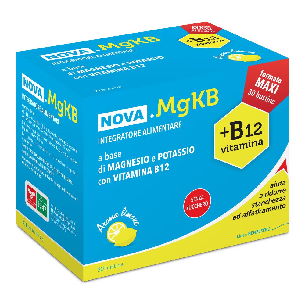 NOVA.MG+KB12 MAGNESIO E POTASSIO Bustine Sali minerali 150 g Granuli