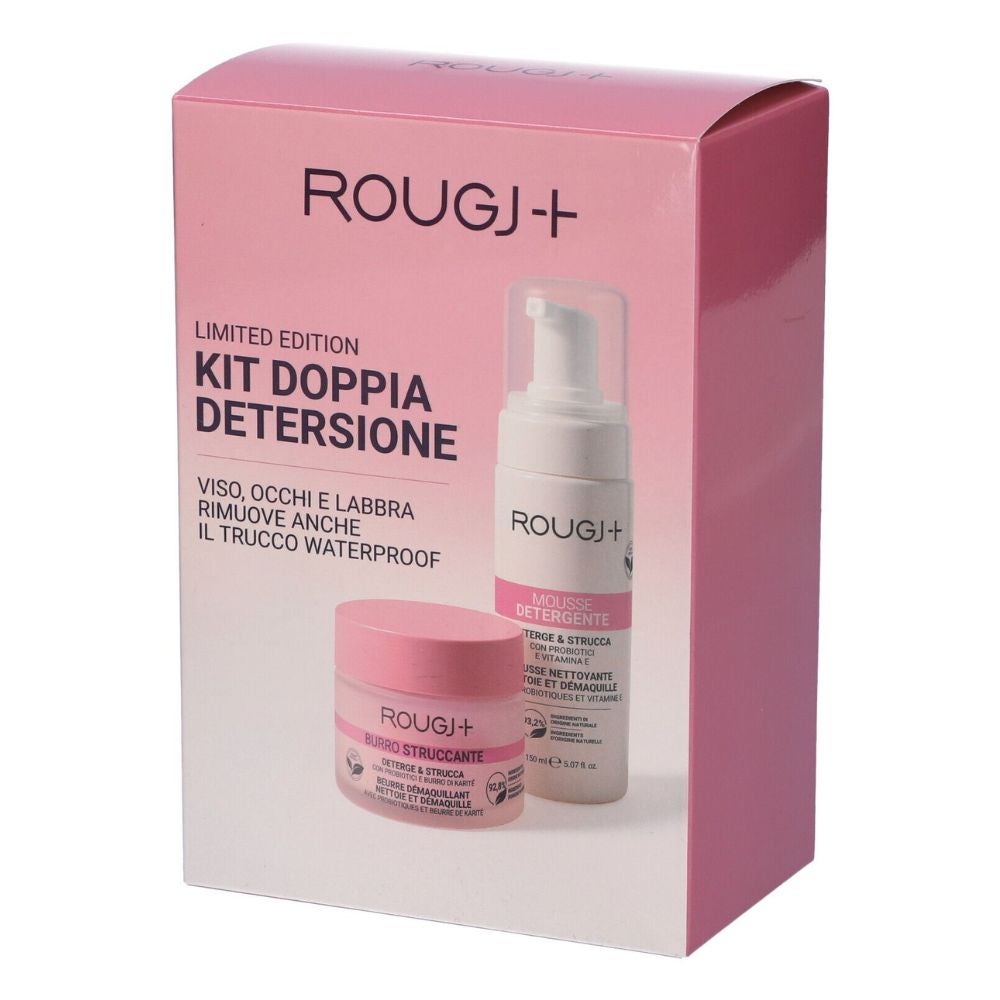Rougj+ Kit Doppia Detersione Viso Occhi Labbra Con Burro Struccante 80ml + Mousse Detergente 150ml — confronto prezzi
