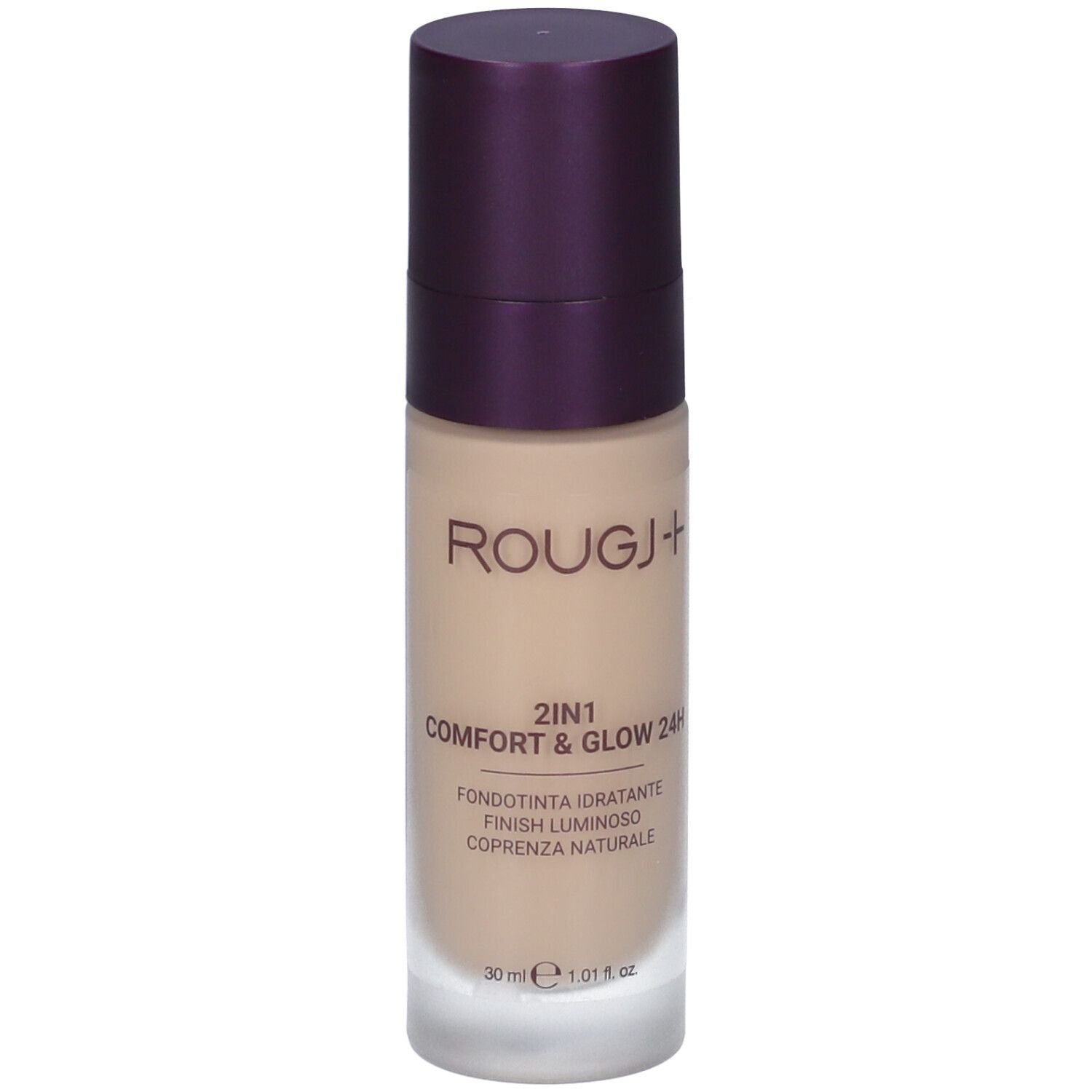 Rougj+ 2in1 Comfort & Glow 24h 02 Light Beige Fondotinta Idratante Finish Luminoso Coprenza Naturale 30ml
