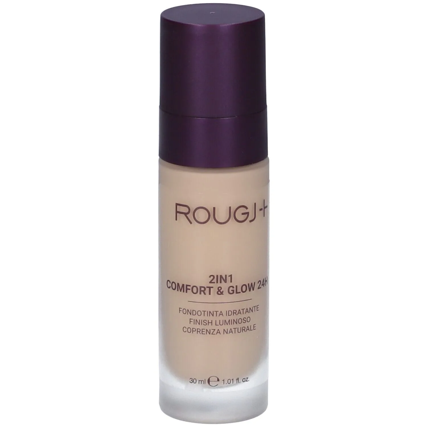 Rougj+ 2in1 Comfort & Glow 24h 02 Light Beige Fondotinta Idratante Finish Luminoso Coprenza Naturale 30ml