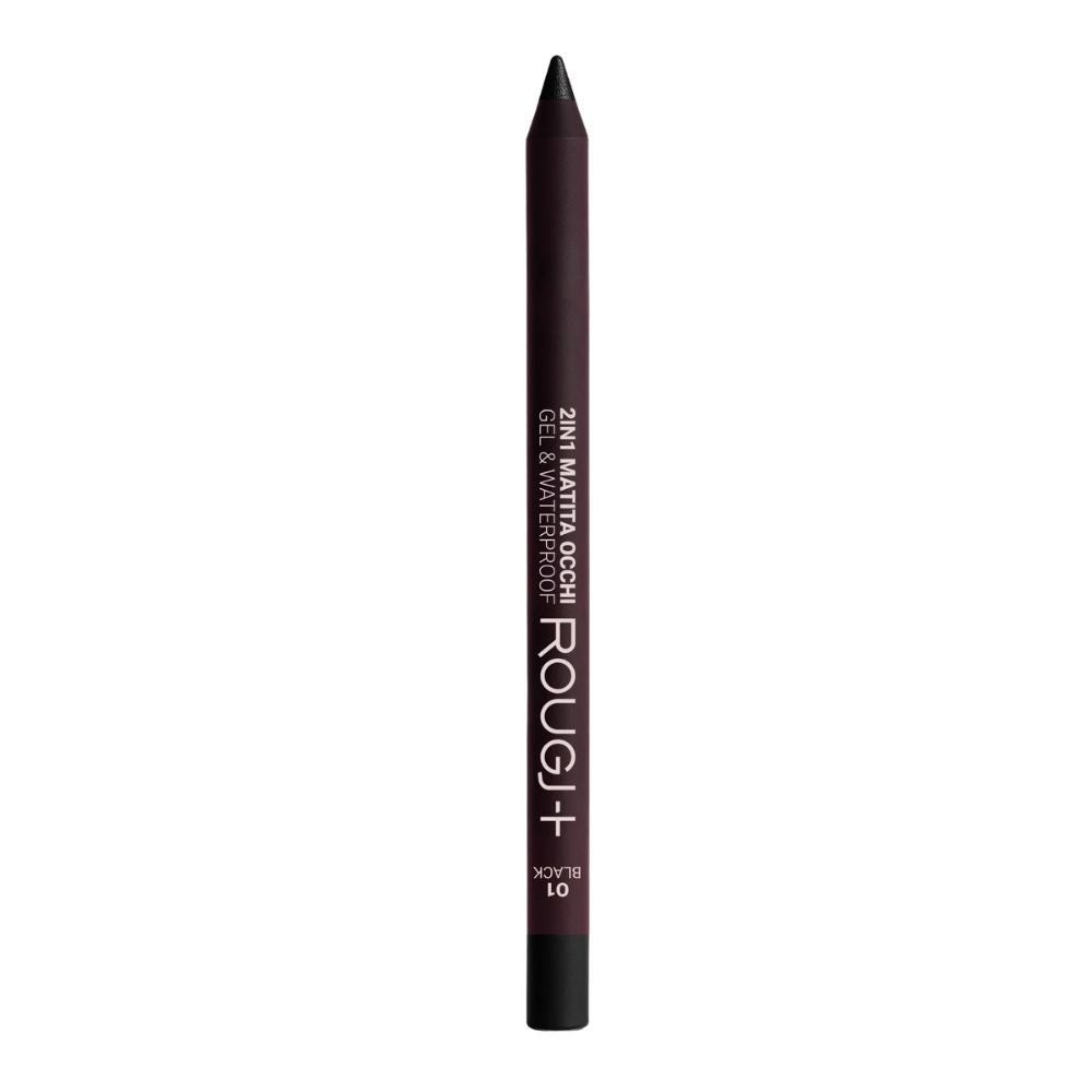 Rougj 2 in 1 Matita Occhi Gel e Waterproof colore 01 Black, 1.23g