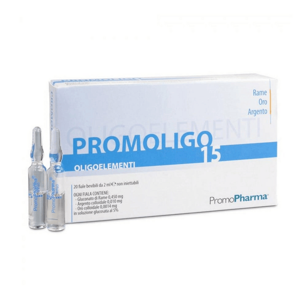 Promoligo 15 Rame Oro e Argento Oligoelementi 20 Fiale da 2 ml
