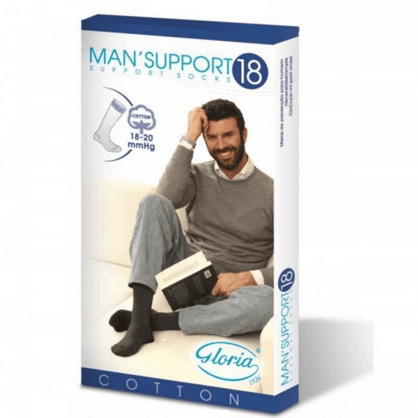 Gloria Med Man'Support 18 Gambaletto In Cotone Taglia 3 Colore Bianco 1 Paio
