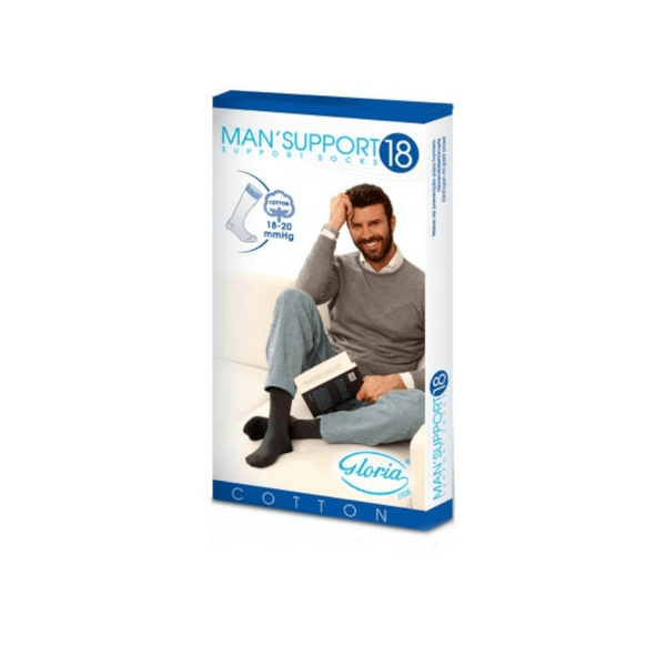 Gloria Med Man'Support 18 Gambaletto In Cotone Taglia 4 Colore Bianco 1 Paio