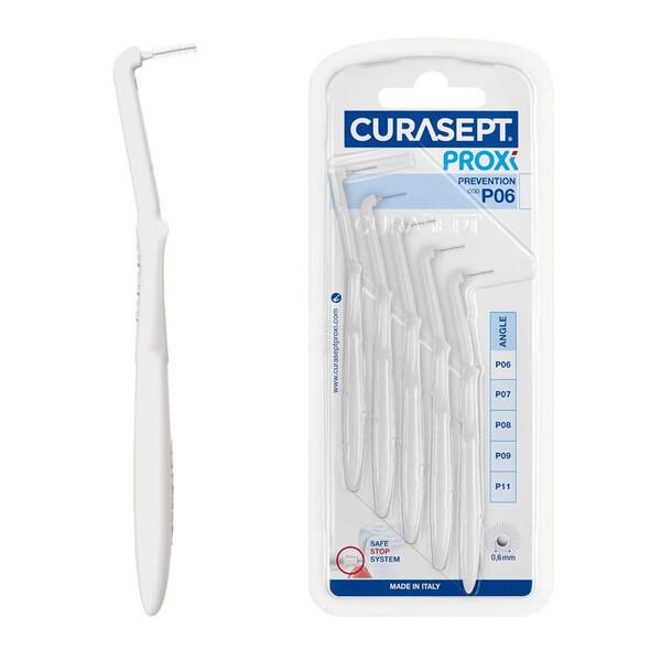 Curasept Proxi Angle Prevention P06 5 Scovolini Angolati Bianco 0,6 mm Anti-Placca Spazi Stretti