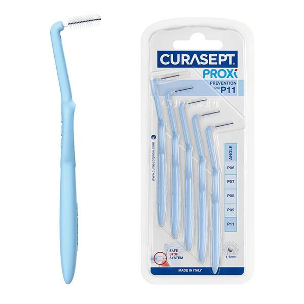 Curasept Proxi Angle Prevention P11 5 Scovolini Angolati Azzurro 1,1 mm Anti-Placca Spazi Stretti