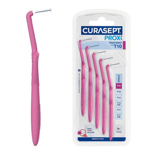 Curasept Proxi Angle Treatment T10 5 Scovolini Angolati Fucsia 1,0 mm Spazi Ampi Impianti e Ortodonzia