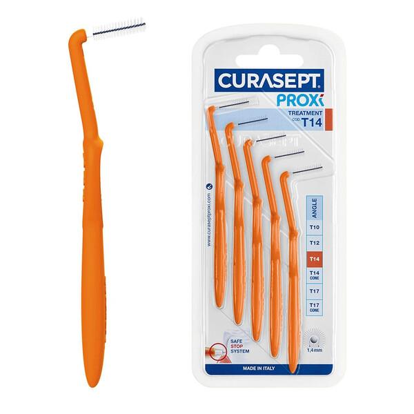 Curasept Proxi Angle Treatment T14 5 Scovolini Angolati Arancione 1,4 mm Spazi Ampi Impianti e Ortodonzia