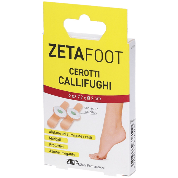 Zetafoot Cerotti Callifughi 6 Pezzi Disco Centrale Rimozione Rapida e Protetta Calli