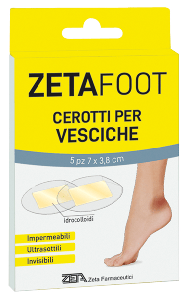 Zetafoot Cerotto per Vesciche Ultrasottile 7x3,8 cm 5 pezzi