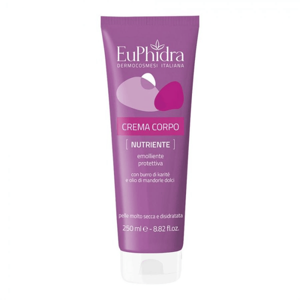 Euphidra Crema Corpo Nutriente 250ml con Burro di Karité, Olio di Mandorle Dolci