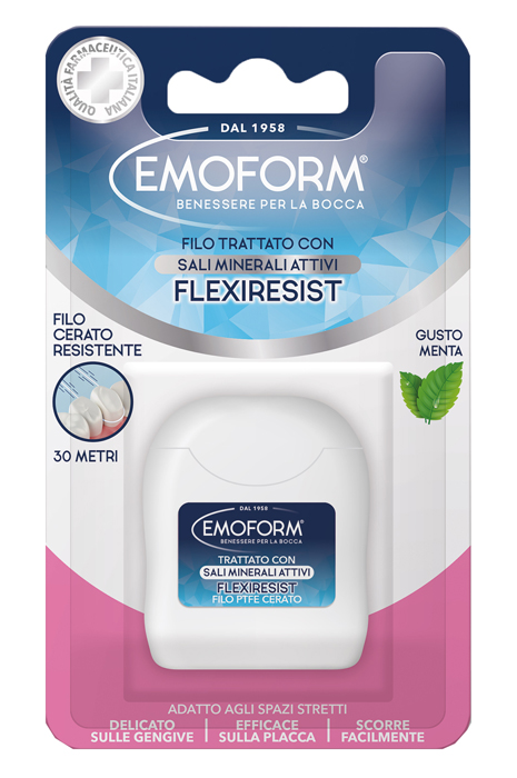 Emoform Flexiresist Filo Interdentale Cerato Resistente 30 Metri Menta, 1 Pezzo