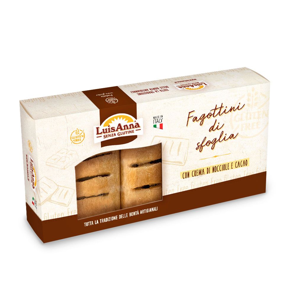Fagottini di Sfoglia Senza Glutine con Crema Cacao e Nocciole - LuisAnna 130 g