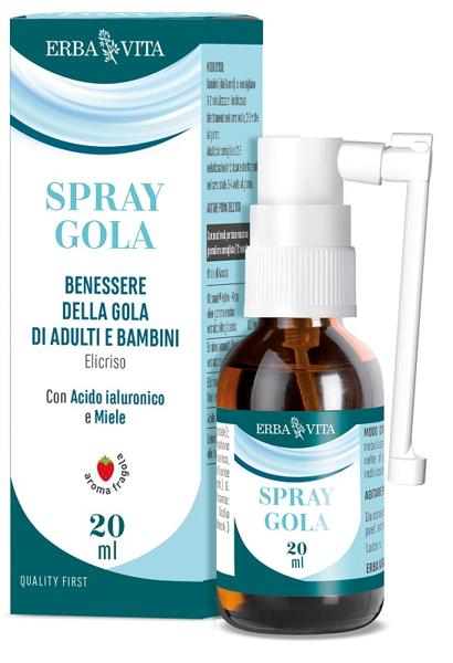 Erba Vita Spray Gola 20 Ml Integratore per il Benessere della Gola per Bambini e Adulti Senza Alcool
