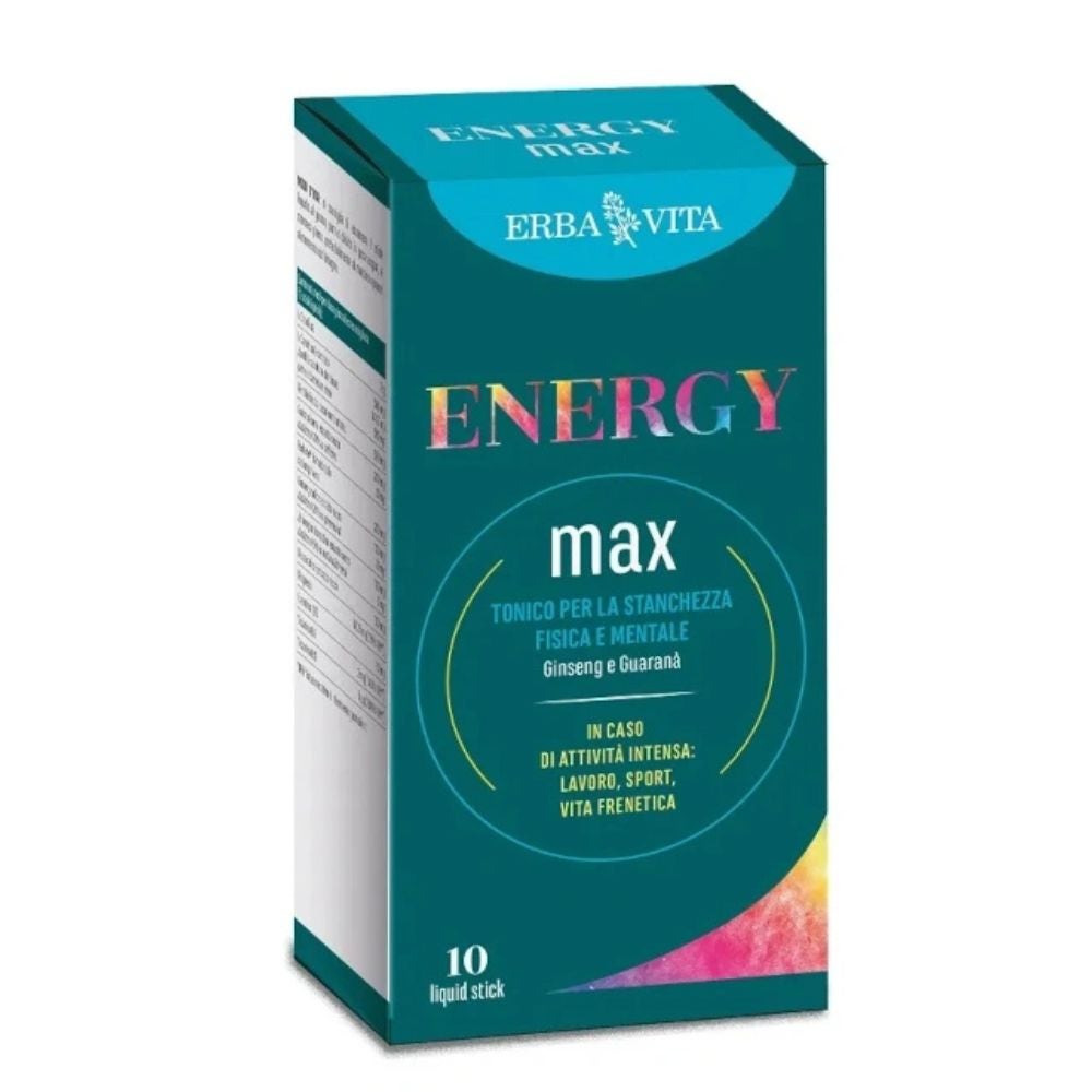 Erba Vita Energy - Max Integratore Tonico-Adattogeno e Metabolismo Energetico, 10 Stick Liquidi