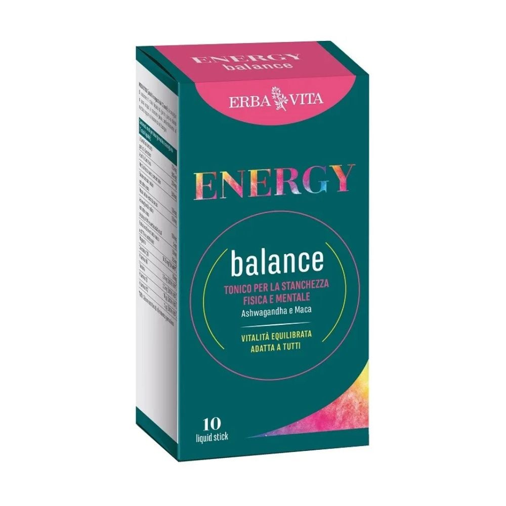Erba Vita Energy - Balance Integratore Tonico-Adattogeno e Tono dell'Umore, 10 Stick Liquidi