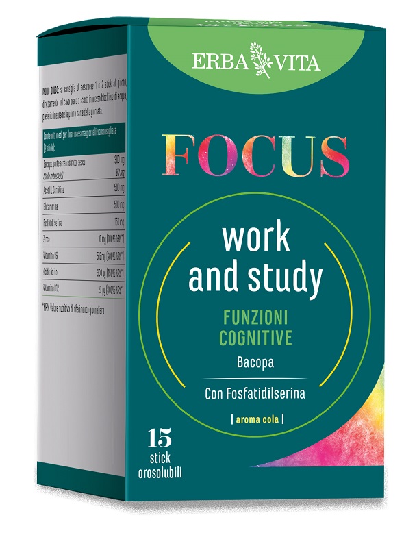 Erba Vita Energy - Focus Work and Study Integratore Funzioni Cognitive ed Energia Fisica e Mentale, 15 Stick Orosolubili — confronto prezzi