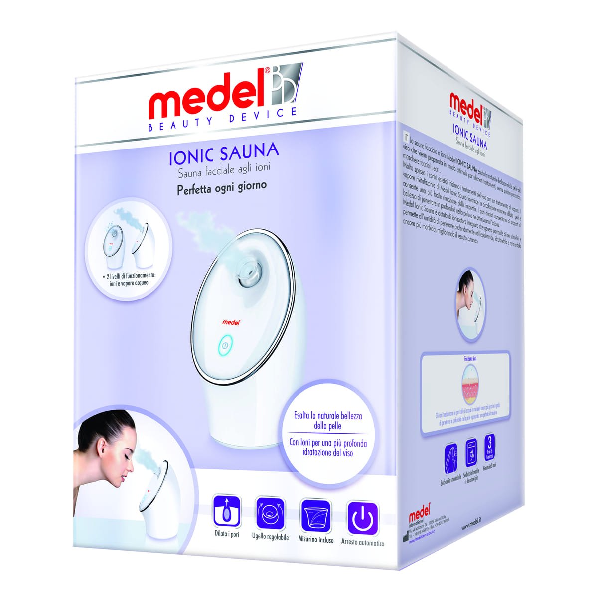 Medel Beauty Ionic Sauna Facciale con Vapore Ionico per Pulizia Profonda 8-15 Minuti - MEDEL
